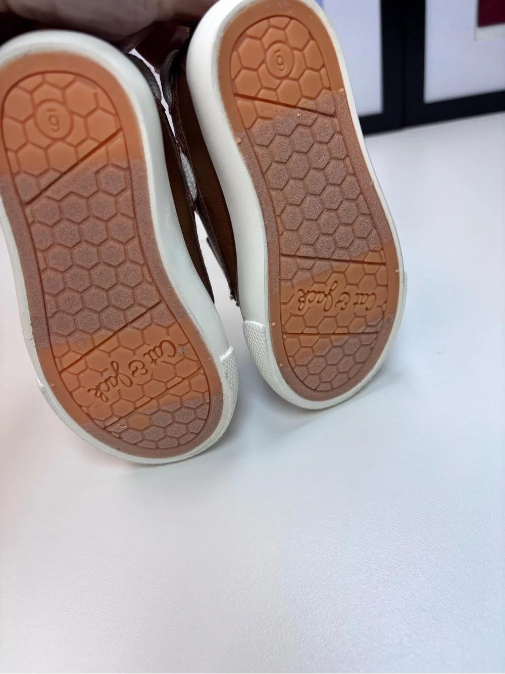 Cat & Jack Cognac Brown and White Kids Slip-On “Boat Shoe” Sneakers NWOT Size 6